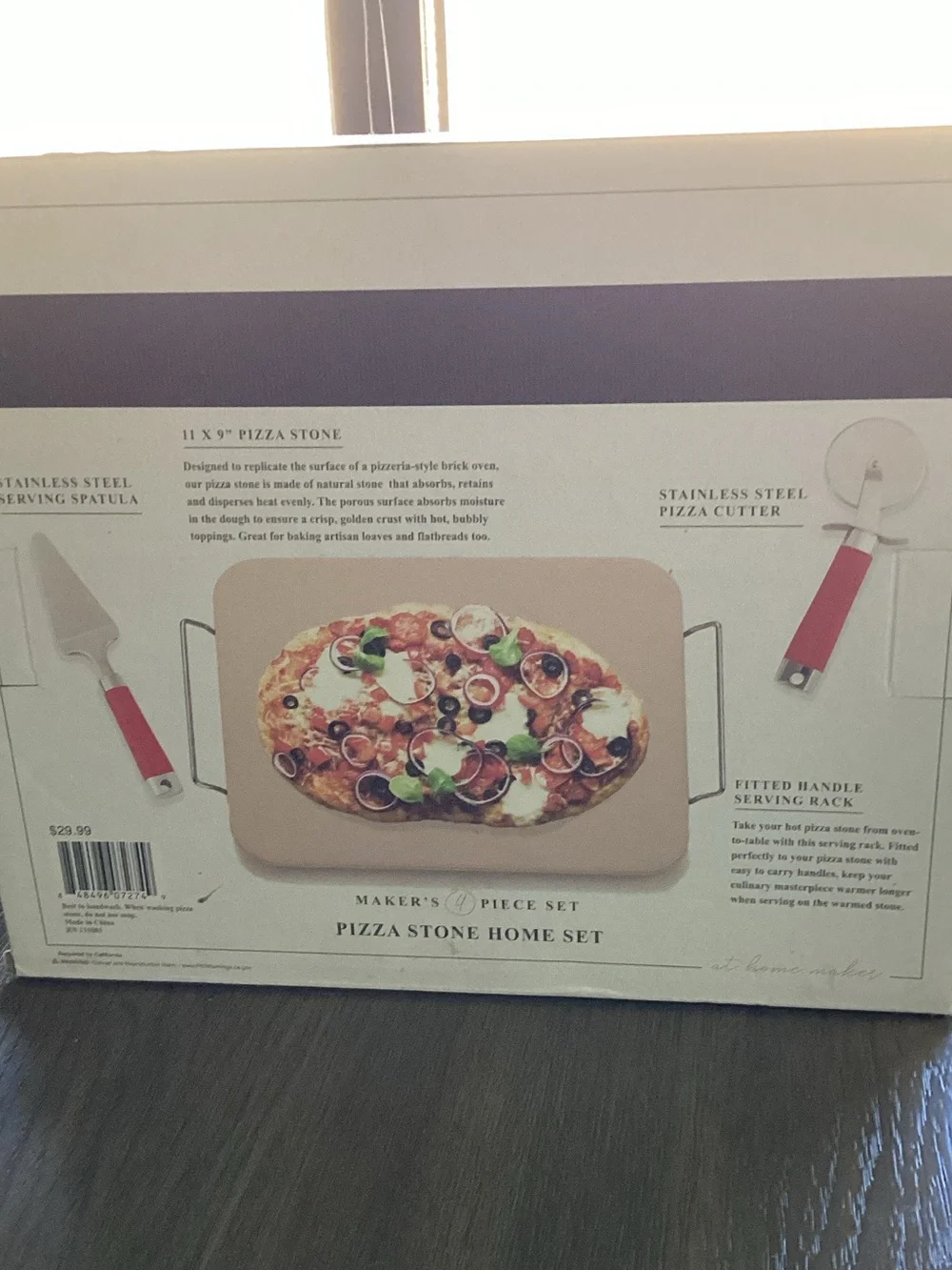 Red-Handled Pizza Stone With Tool Set